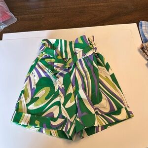 NWT green swirl print shorts